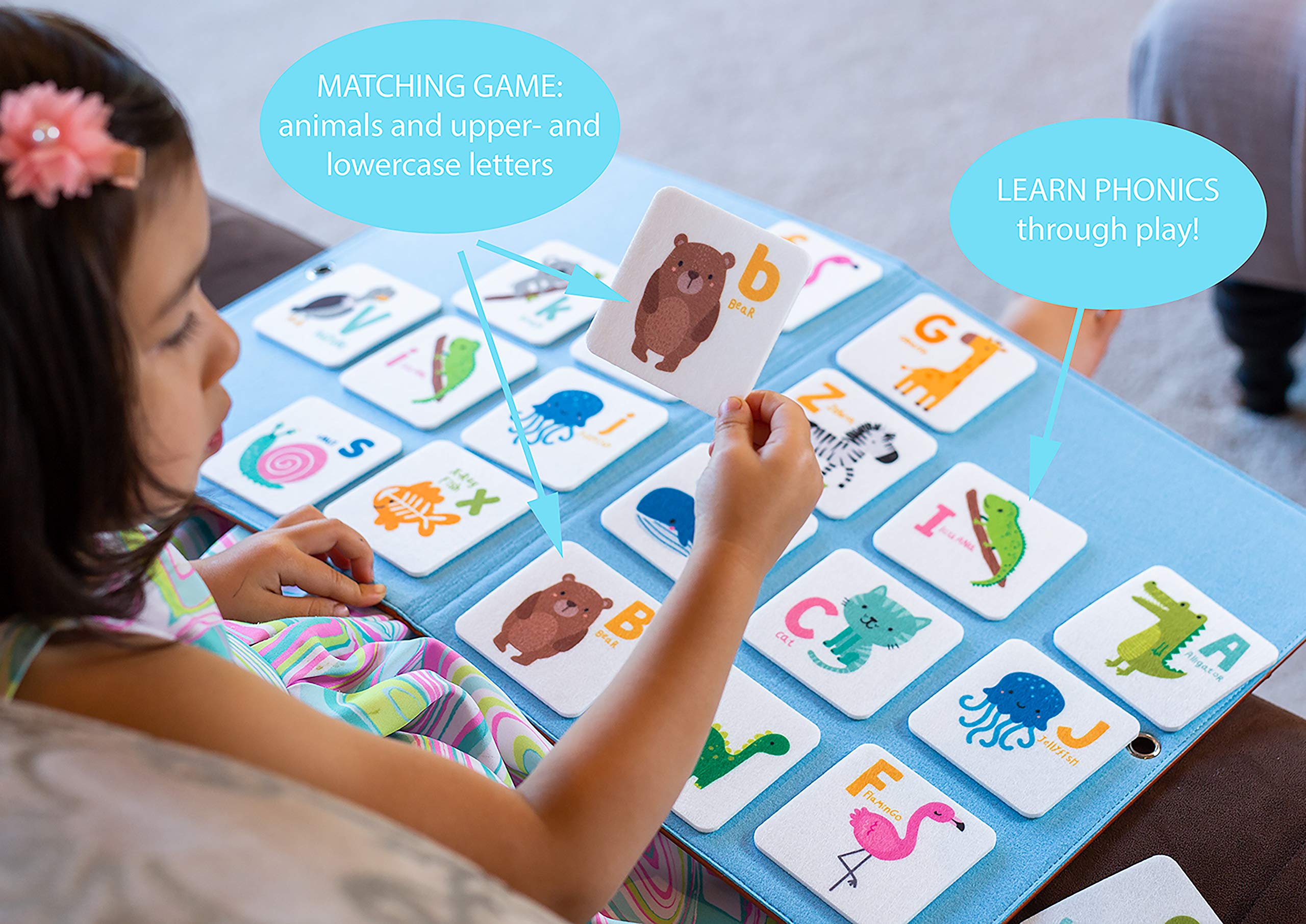 Matching Animal Alphabet Flash Cards - 52 Felts | Animals and Letters Matching Game for Flannel Board | ABC Animal Cards Memory Game for Toddlers | Preschool Flash Cards 3-5 Year Old | Alphabet Games - Image 3