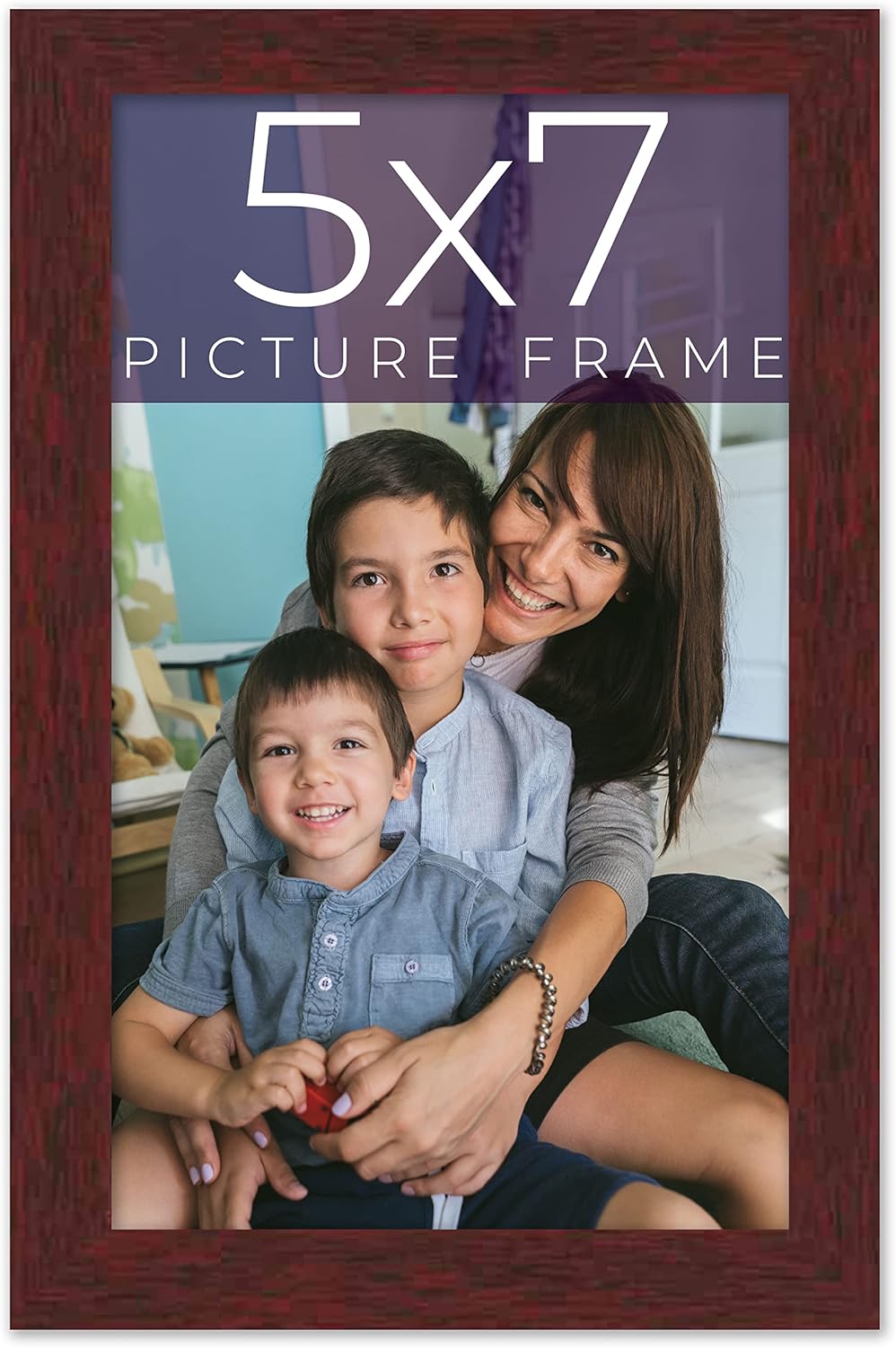 5x7 IN Frame Brown Solid Wood Picture Frame Width 0.75 Inches | Interior Frame Depth 0.5 Inches | Dark Wood Traditional Photo Frame Complete with UV Acrylic, Foam Board Backing & Hanging Hardware