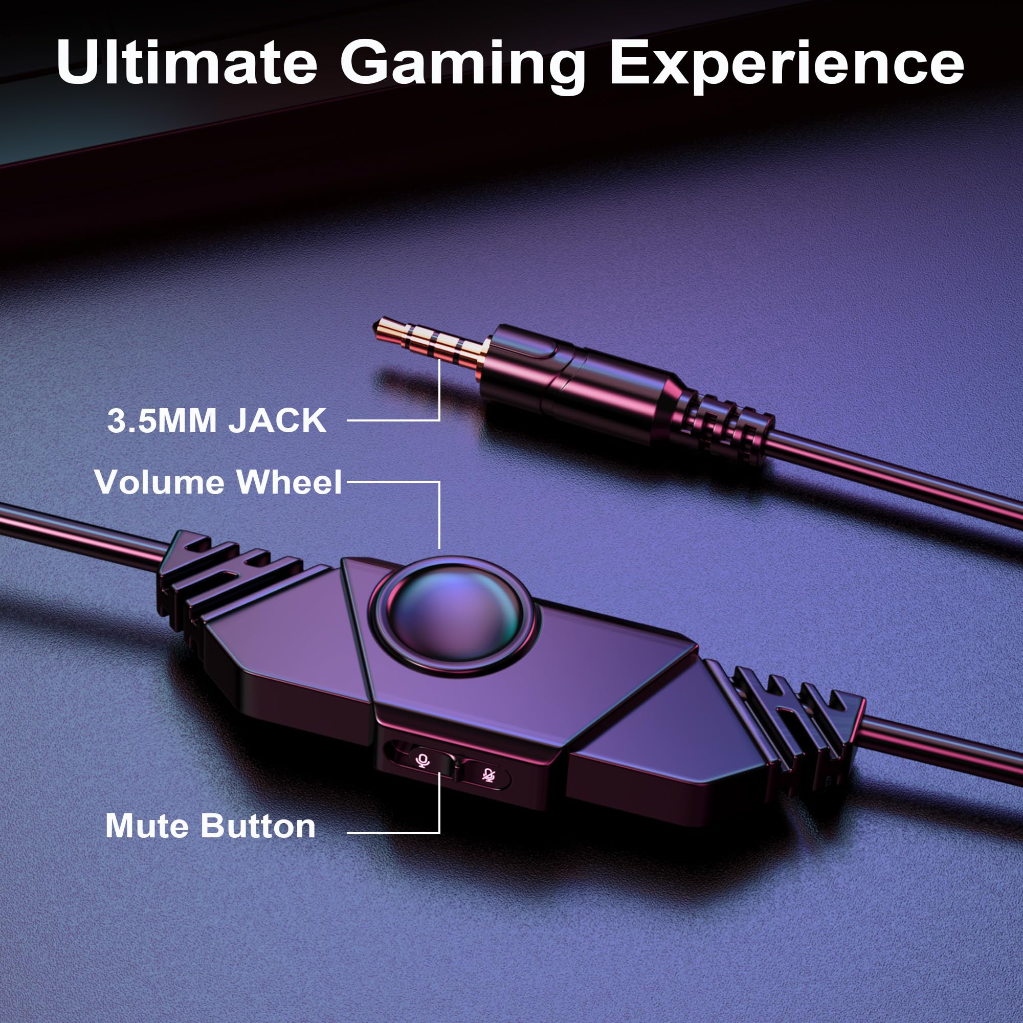 Voistek Cuffie da gioco con microfono, suono surround, cancellazione del rumore, colore rosso