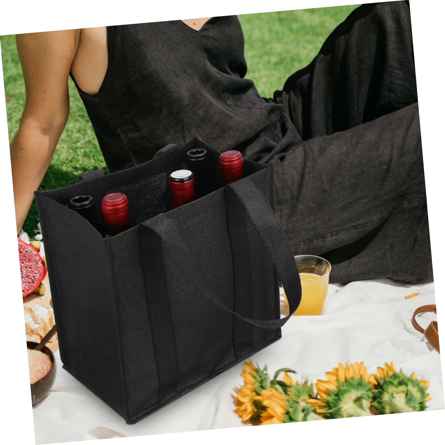 Hemobllo 6 Bolsas de Transporte de Vino No Tejidas con Compartimento Reutilizables, Bolsa para Transportar Botellas