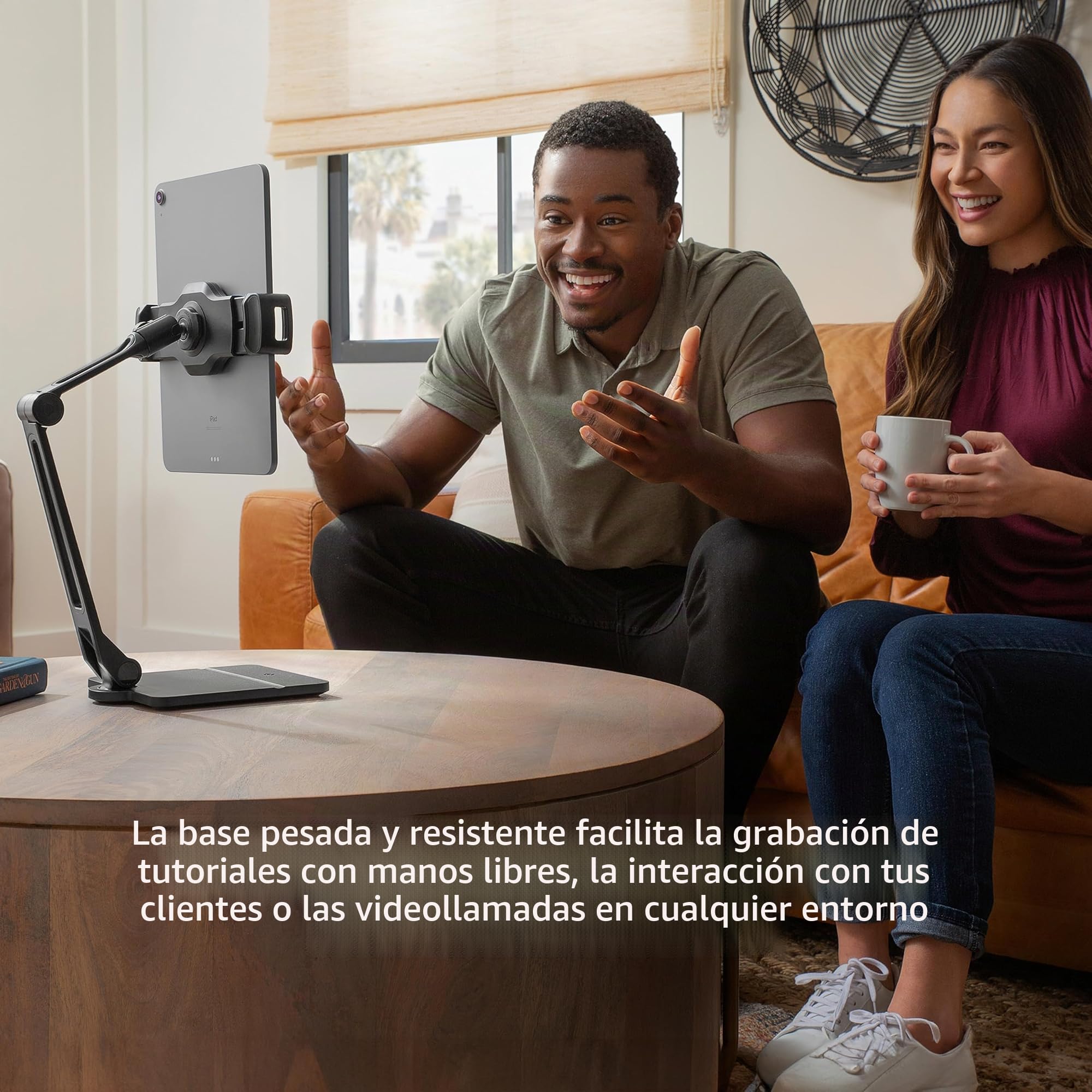Twelve South HoverBar Duo (2ª generación) para iPad/iPad Pro/Tablets | Brazo Ajustable con Nueva Base Pesada de liberación rápida y Accesorios de Abrazadera de Superficie para Montaje iPad (Negro)
