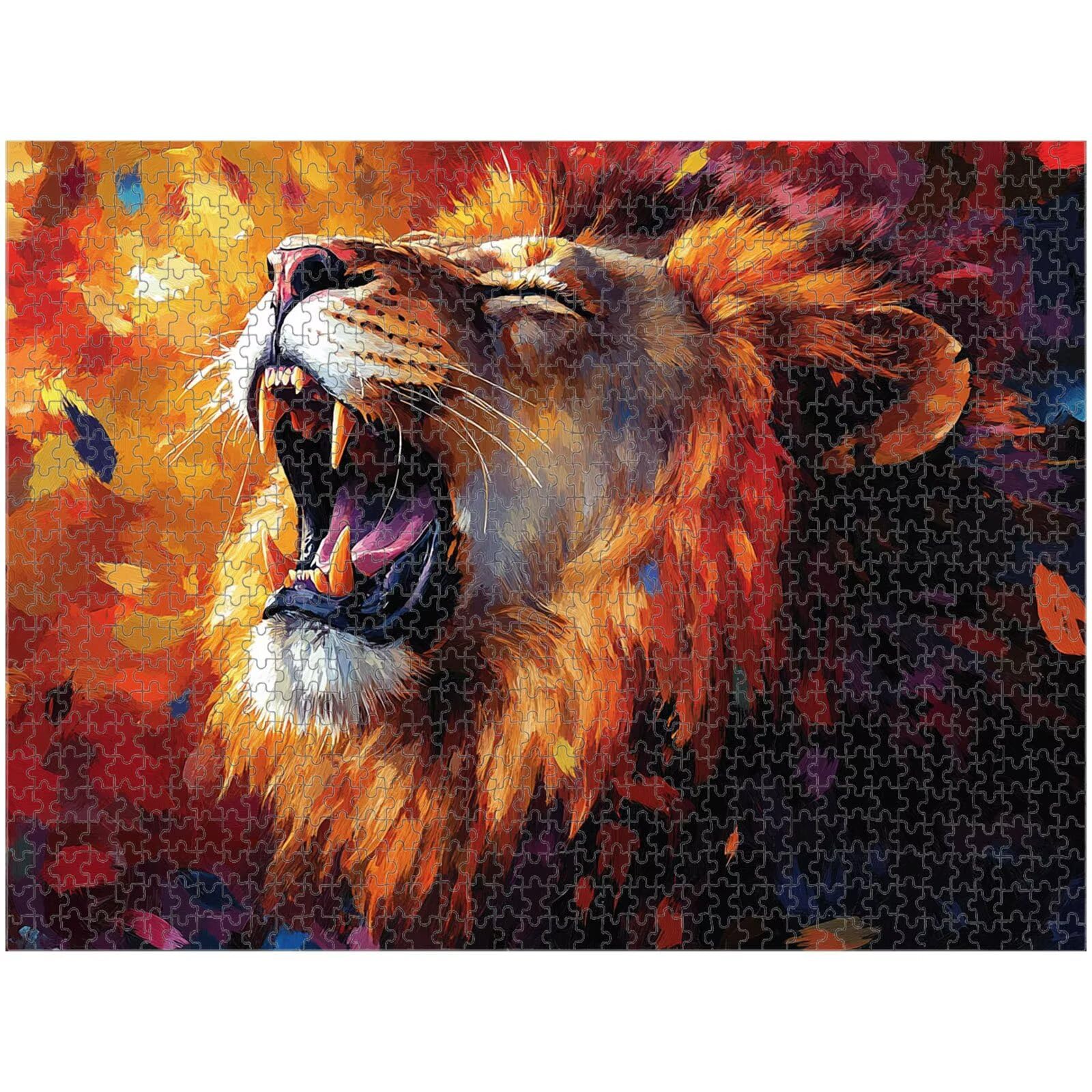 Puzzle 1500 Pezzi - Leone & Arancia - Puzzle in Legno Durevole 1T#523 | Puzzle in Legno, Tagliati con Precisione, Inchiostro dai Colori Vivaci, Hobby Statico, Decorazione per Casa, Regalo, 57x87cm