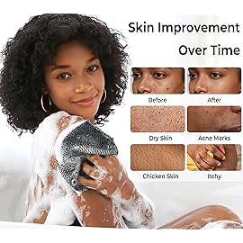 African Exfoliating Net Sponge for Men - Bath Sponge Back Scrub for Shower - Authentic African Net with Knots - Body Wash Scrubber Cloth with Handle - Skin Exfoliator Bathing Loofah for Men