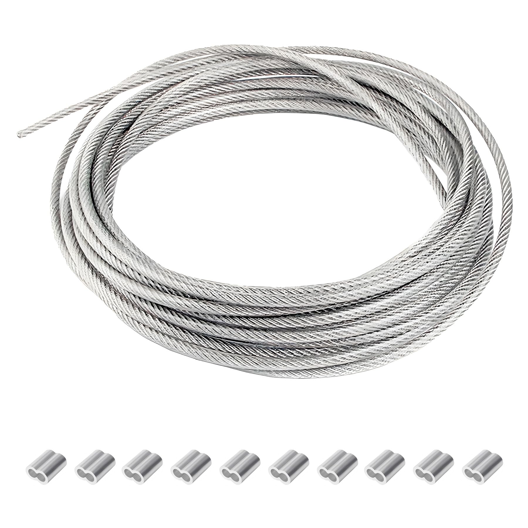 18m 3mm Cavo Acciaio Inox 304, Fune in Filo Acciaio Rivestito PVC, Nucleo 7 x 7, Corda Metallica in Acciaio