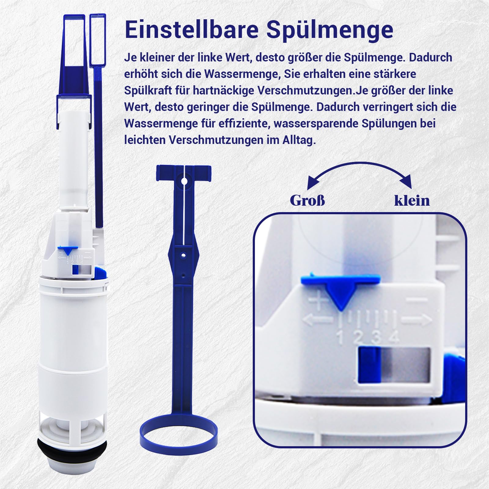 Heberglocke WC Spülventil, Doppelspülung, Vorderbetätigung, kompatibel mit Geberit Delta, Twinline 30 und 200F, Ersatz für 240.501.00.1, 1 Stück