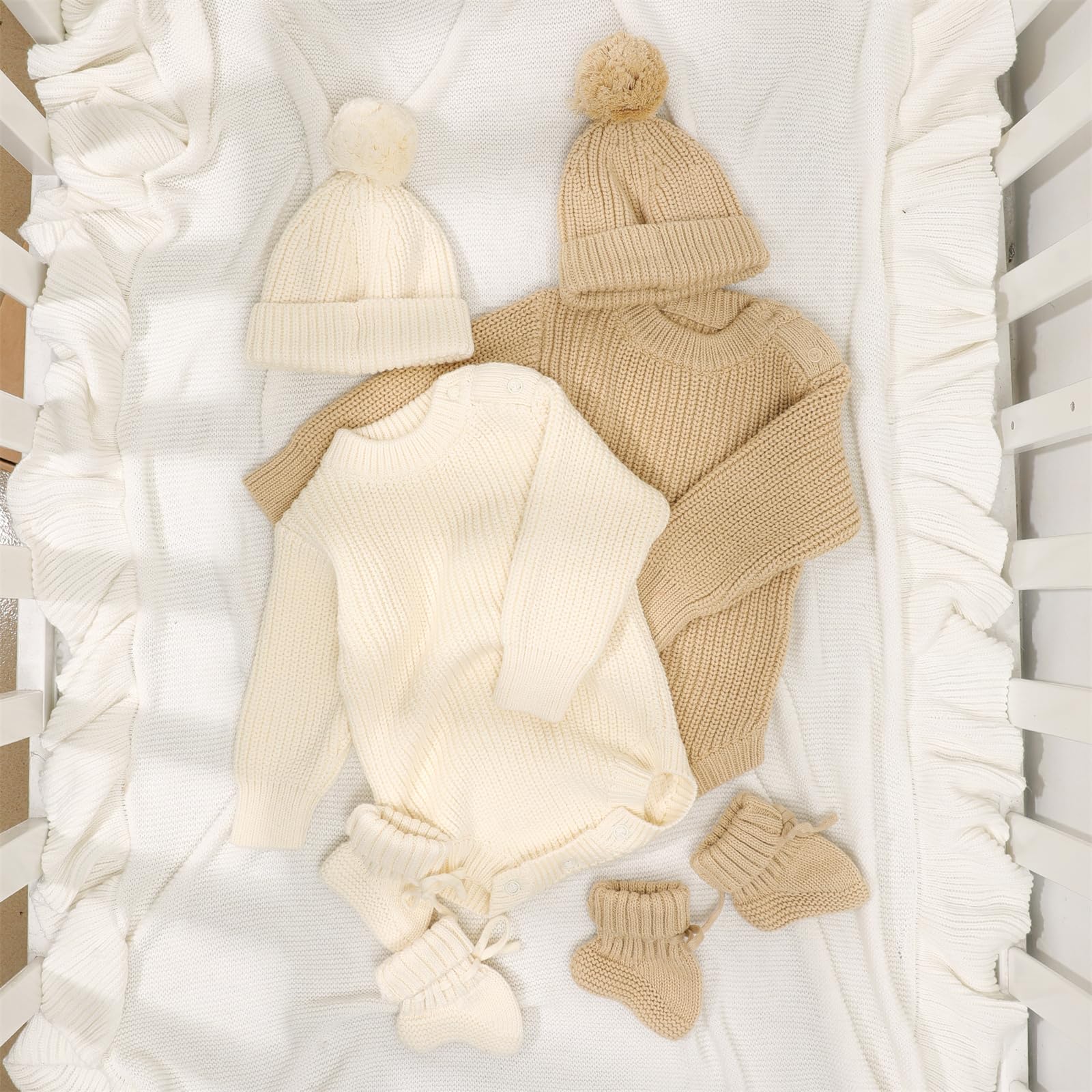Handgehäkelte Babyschuhe und Mütze für Neugeborene, weiche und atmungsaktive Stricksocken, Schuhe und Mütze für Jungen und Mädchen, gemütliche Babyschuhe