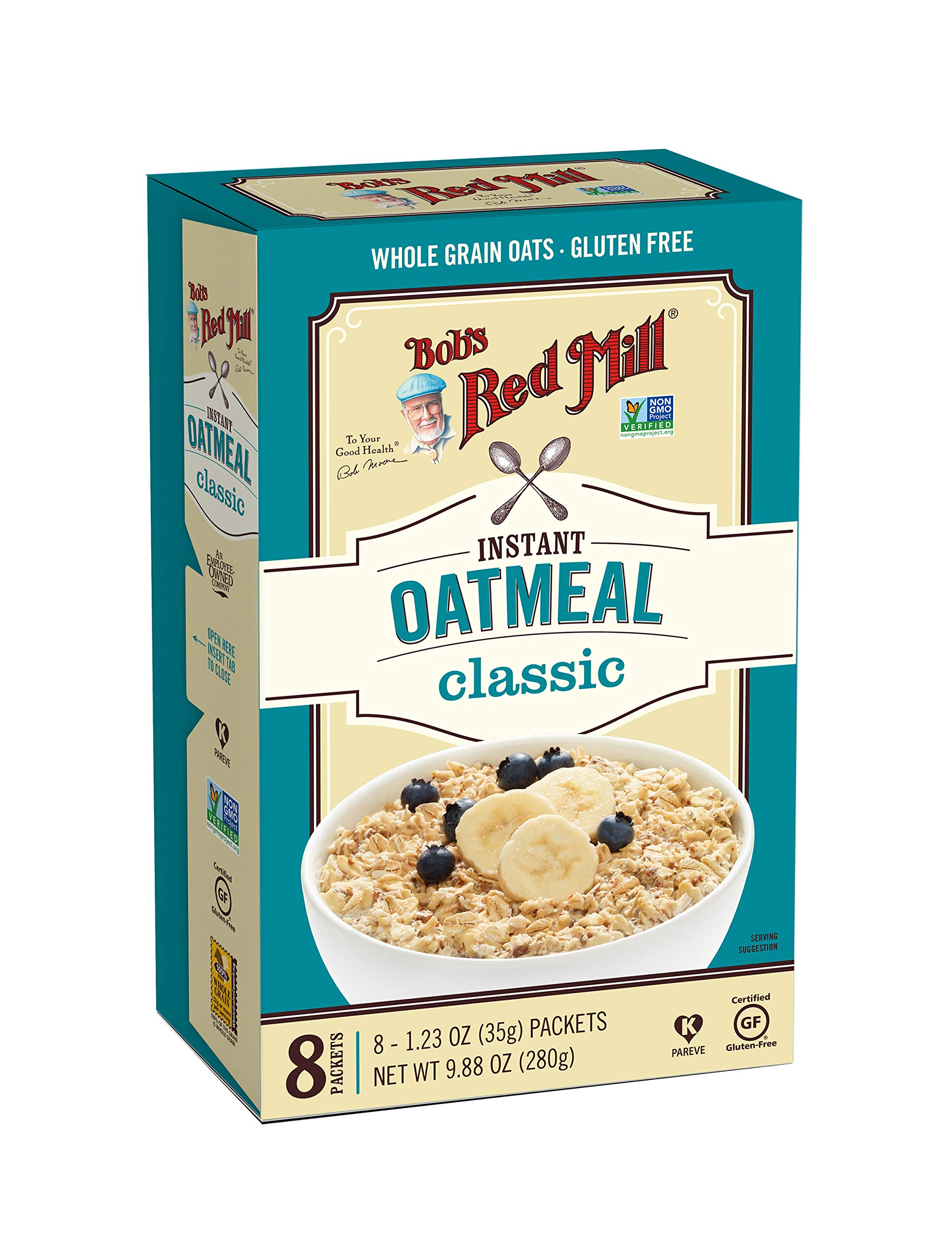 Bob's Red Mill Classic Oatmeal Packets, 8 packets (Pack of 1) - Non GMO, Gluten Free, Whole Grain, Vegan, Kosher