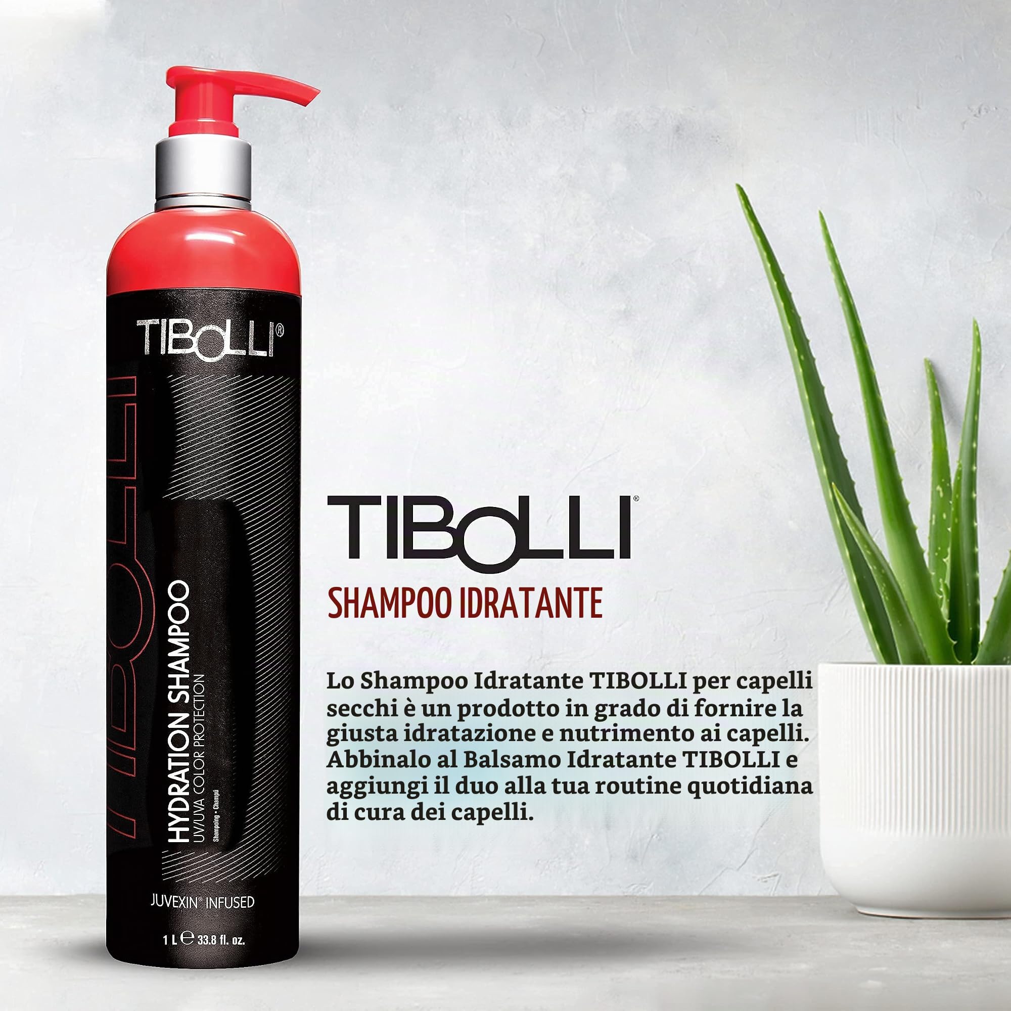 TIBOLLI Hydrating Shampoo (1000ml/33.81Fl Oz) Infuso per Crespi Disidratati Danni Secchi Trattati Colorati Ricci Diradamento Trattamento di Condizionamento Profondo - Senza Solfati Parabeni