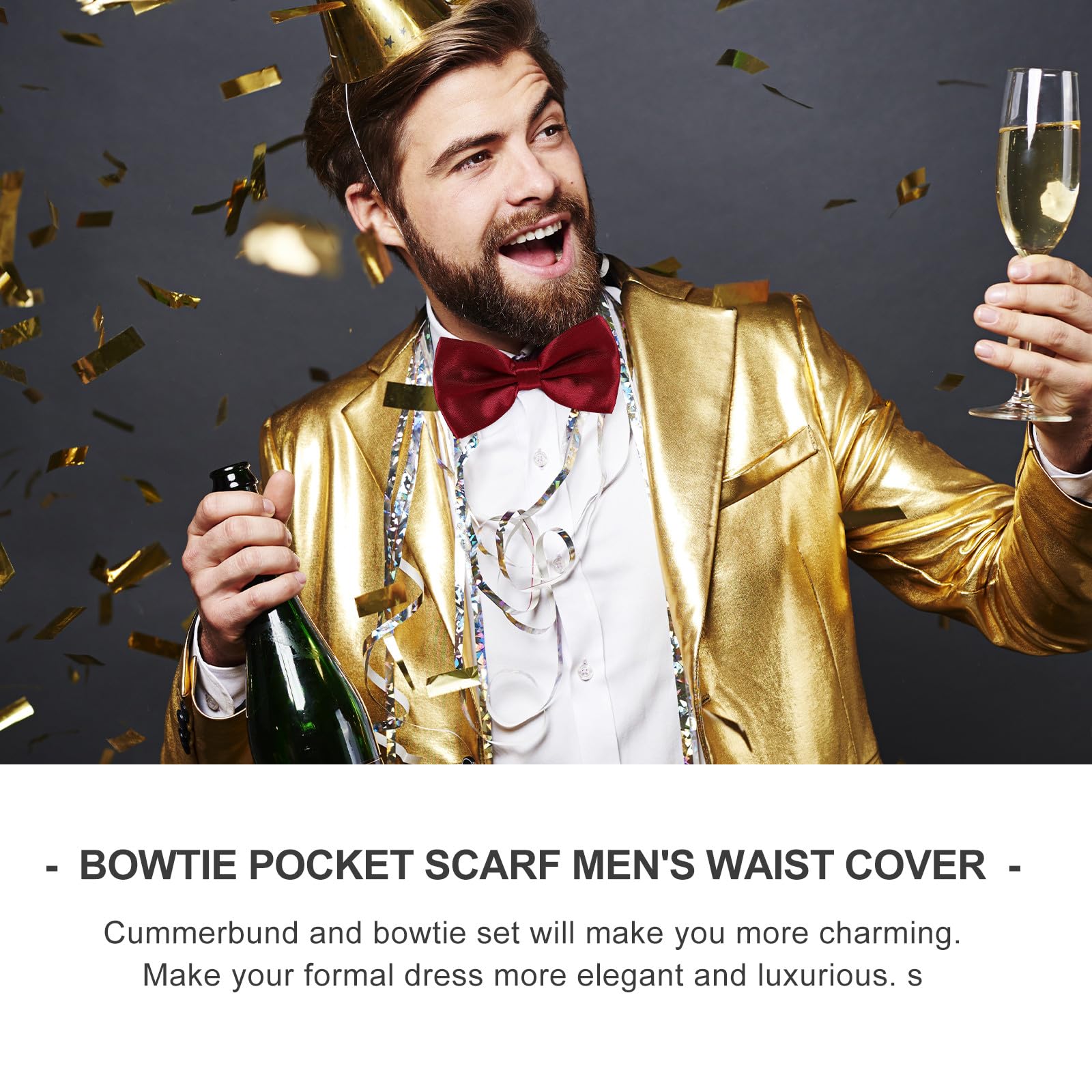 Operitacx Conjunto de Fajín Ajustable, Pajarita y Pañuelo para Hombre en Poliéster, Toque Cómodo y Estilo Clásico para Bodas y Fiestas Elegantes