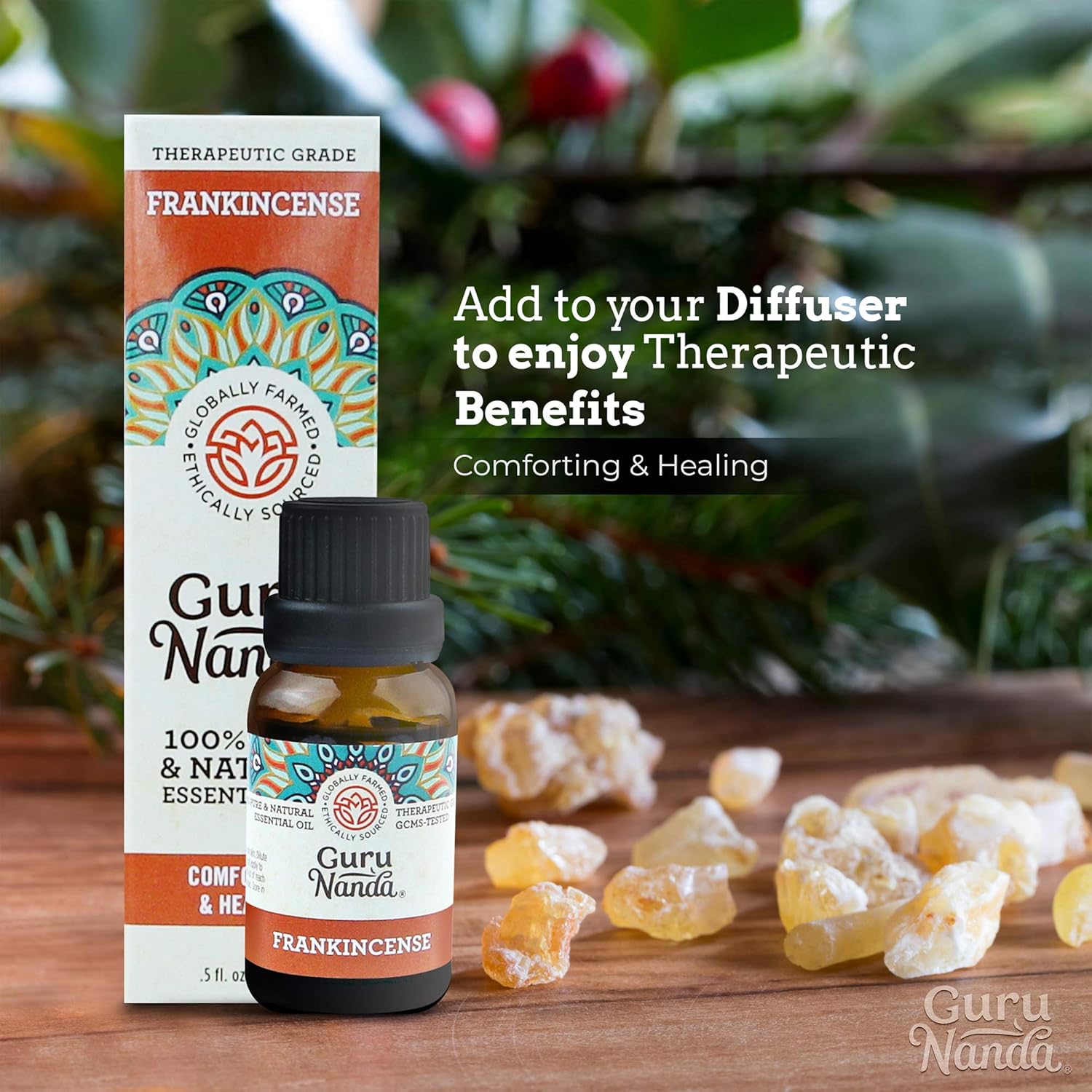 GuruNanda Frankincense, Tea Tree and Lavendar Essential Oils,(Each Pack of 2 x 15 ml) - 100% Pure & Natural Therapeutic Grade Oils- Used for Aromatherapy, Massage, Diffusers and Bath & Sauna