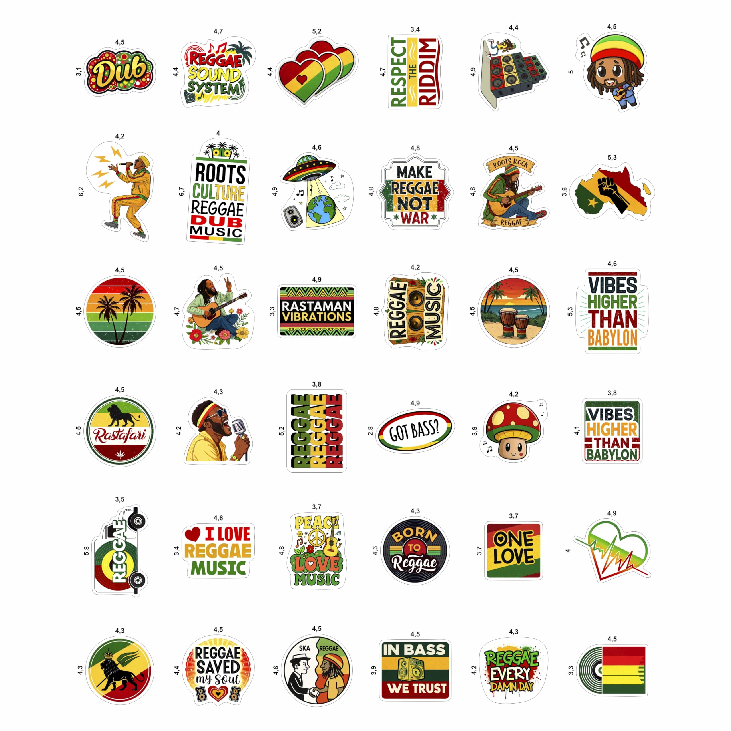 Lot de 100 autocollants et décalcomanies Reggae pour adultes pour bouteille d'eau et ordinateurs portables – Autocollants rasta, autocollants du groupe jamaïcain – Cadeaux pour homme et femme