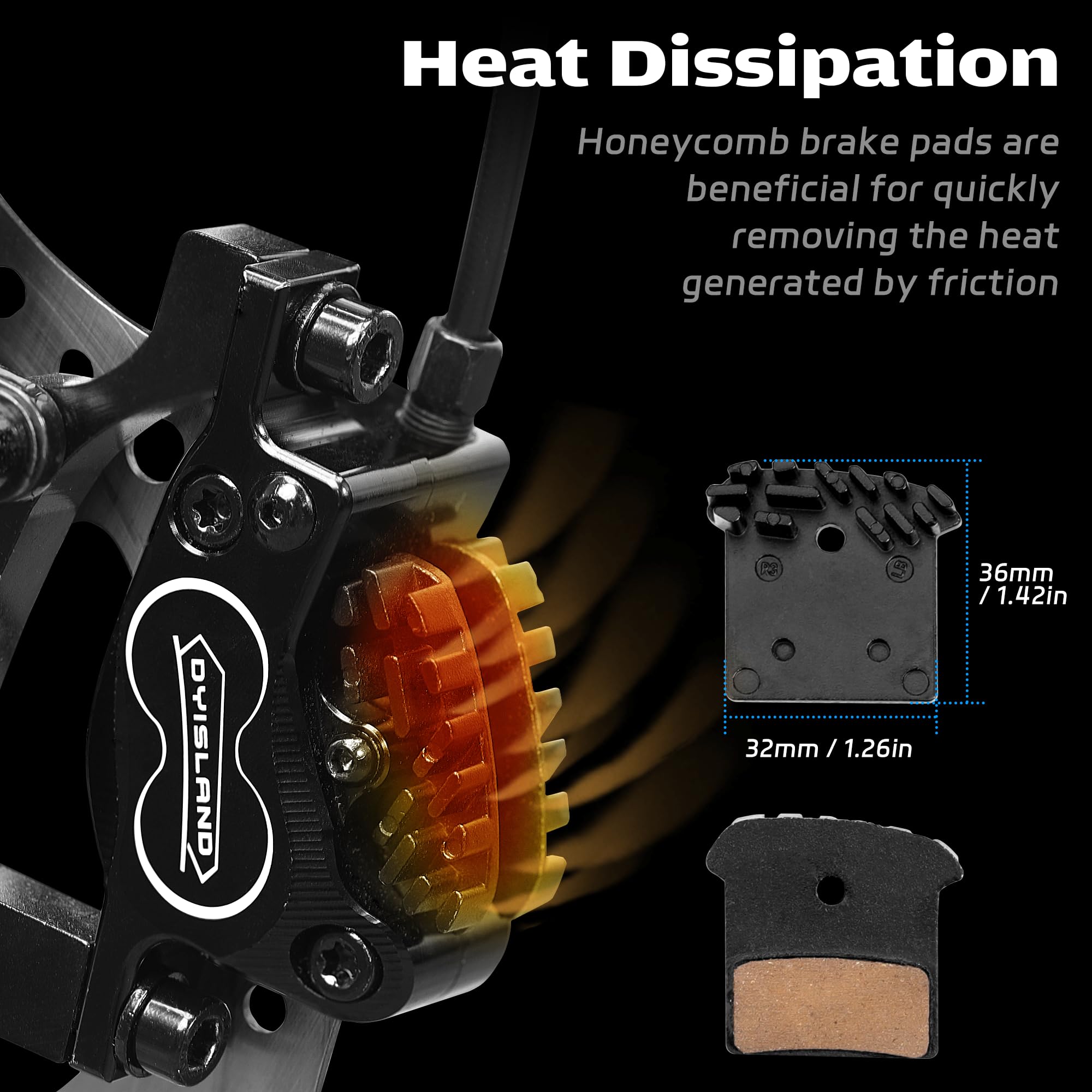 DYISLAND SD-230X MTB Hydraulic Disc Brake Set 4-Pistons/2-Pistons,Aluminum Front and Rear Two-Finger Brake Levers,Brake Kit for Mountain Bike/Fat Bike/Folding Bike (Black/4-Pistons) - Image 2