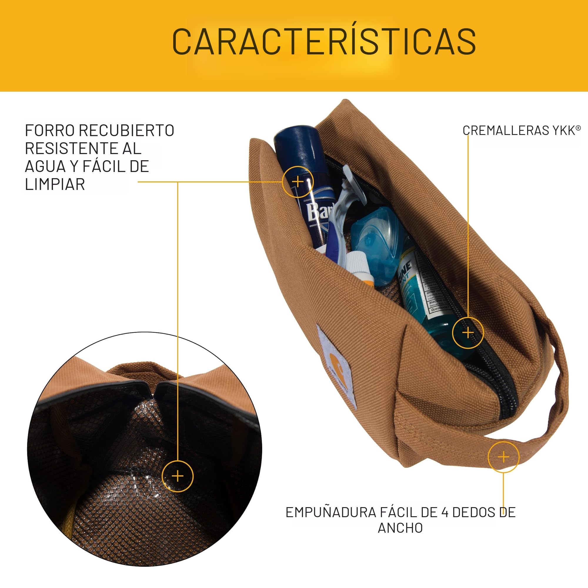 Carhartt Kit de Viaje Duradero, Organiza lo Esencial con la Bolsa de Aseo Resistente al Agua