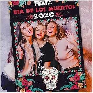 Colorful Day Of The Dead Photo Booth Frame- Sizes 36x24, 48x36; Feliz Dia De Los Muertos, Halloween Photo Props, Happy Halloween, Holiday Frames Handmade DIY Party Supply