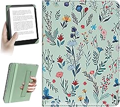 HoYiXi Universal Case for 6 inch Kindle eReader Compatible with Paperwhite(2025/2018)/PocketBook and Tolino/Kobo Clara HD,6" eReader Protective Case Cover Elastic rope,White flowers