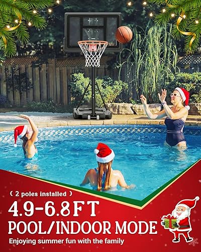 Miniatura 7 de Seray Aro de baloncesto para exteriores, tablero trasero de 40 pulgadas, altura ajustable de 3.4 a 10 pies y base más grande, sistema de portería de
