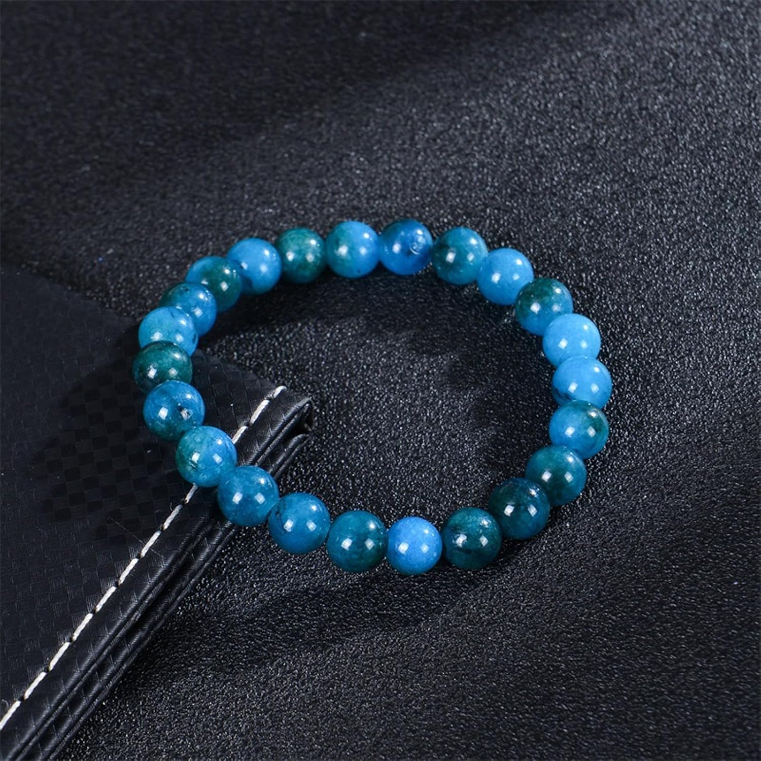 Blue Apatite Bracelet Natural Blue Apatite Crystal Beaded Bracelet Healing Energy Gemstone Bracelets for Women Men - Image 5