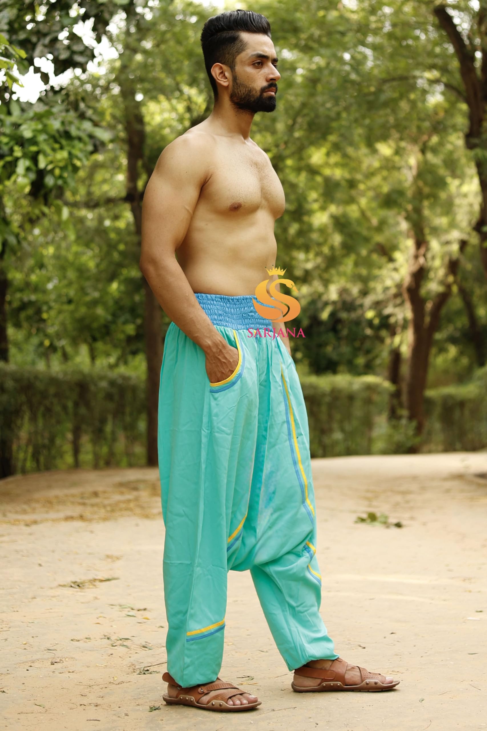 Sarjana Handicrafts Sarjana Pantalones Harem Yoga para Hombre