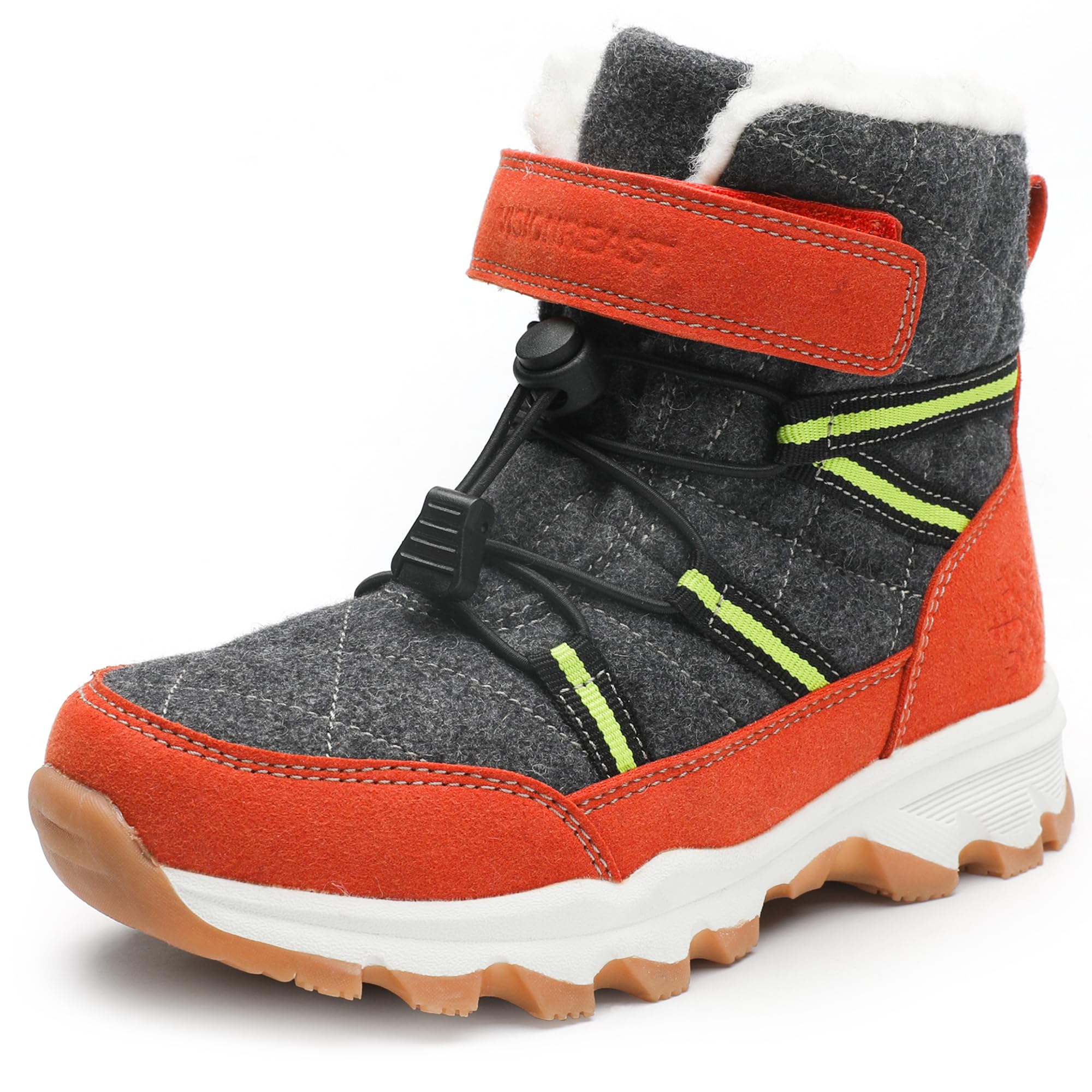 visionreast Boys Girls Wool Lining Snow Boots Winter Walking Boots for Kids Non Slip Unisex-Child Cold Weather Shoes Outdoor Boots