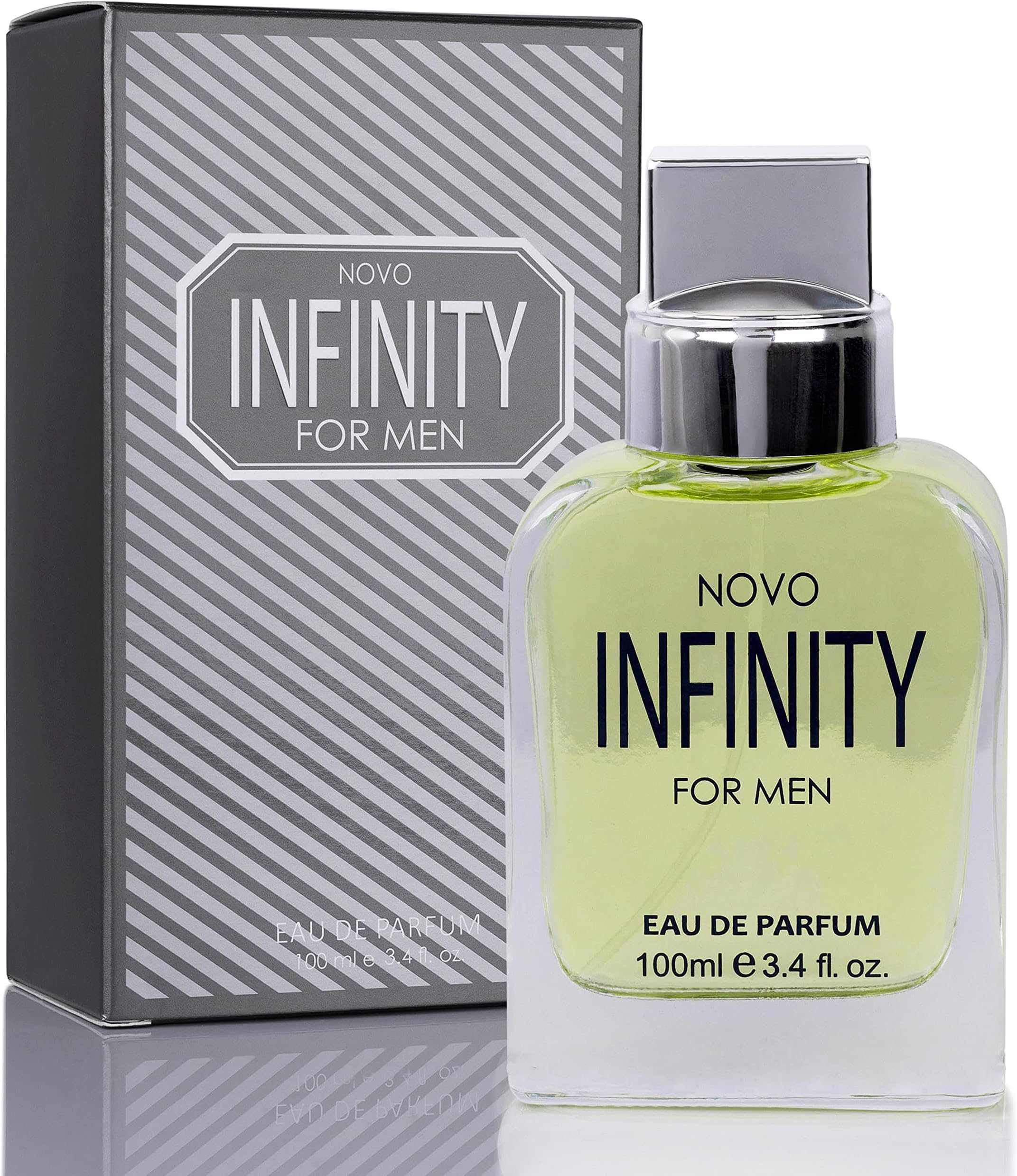 NovoGlow Novo Infinity for Men- 3.4 Fluid Ounce Eau De Parfum Spray for Men - Refreshing Citrusy & Floral Top Notes Smell Fresh All Day Long Lovely Gift Occasions