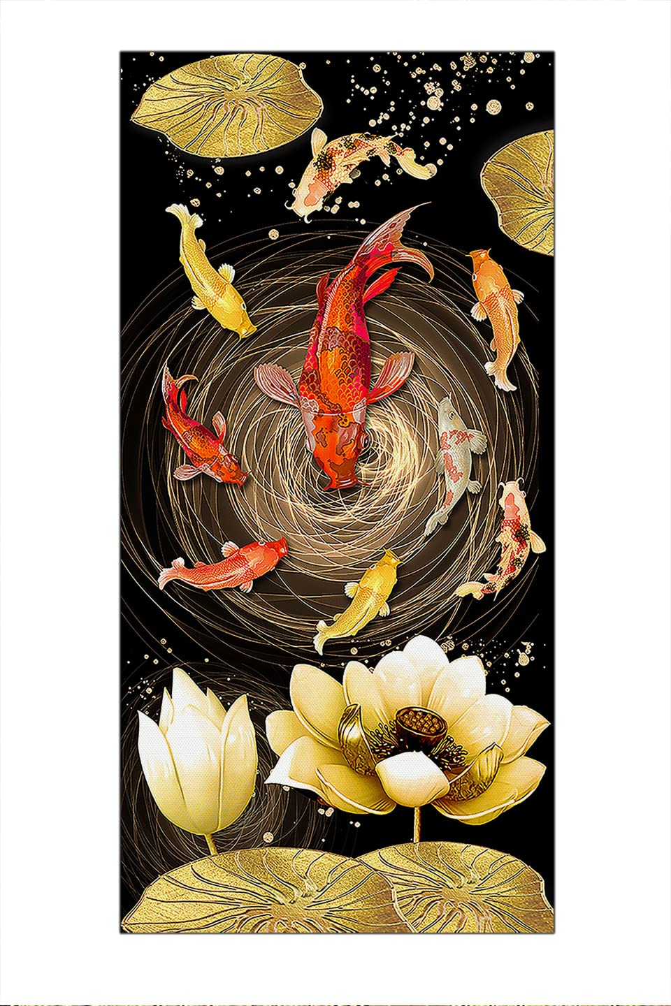 ZWUBNN Wall Posters Aesthetic 9 Koi Fish Wall Art Lucky Koi Wall Poster Koi Fish Feng Shui Aesthetic Posters for Bedroom Unframed 8x16inch/20x40cm