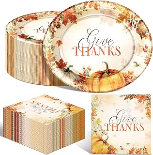 100 Pcs Thanksgiving Plates and Napkin Set-Oval Vintage Thanksgiving Plates | 11×9 Thanksgiving Paper Plates Disposable Set, Fall Large Dinner Heavy Duty Plates and Napkins Party Table Decorations