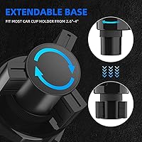 Vista 4 de DYLEN Car Cup Holder Expander, Cup Holder Extender Adapter for Car with Expandable Base, Fits Yeti 20/26/30/46oz, Hydroflask 32/40oz, Large Water