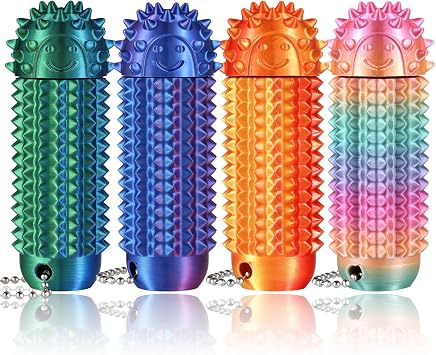 Little Ouchies Pain Fidget 4PCS   Pain Stim Tool Rotatable Spiky Sensory Fidget Toys for Adults Anxiety Relief, 3D Printed Grippie Keychain for Focus & Skin Picking, Stress Relief Gift for Teens