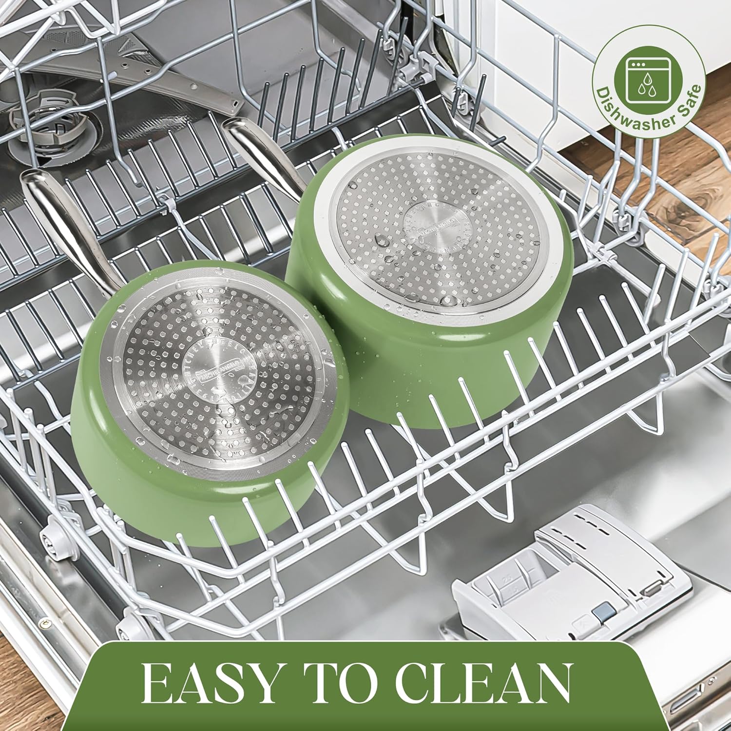 MICHELANGELO 3 Quart Saucepan with Lid - Non Toxic Sauce Pan with Nonstick Ceramic Coating, Scratch-Resistant, Induction Saucepan Suitable for All Stovetops, Green - Image 5