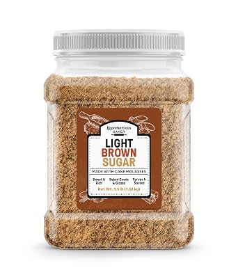 Unpretentious Light Brown Sugar, 3.5 Pound, Made With Cane Molasses, Perfect For Desserts, Meat & Fruit Plastic Jar