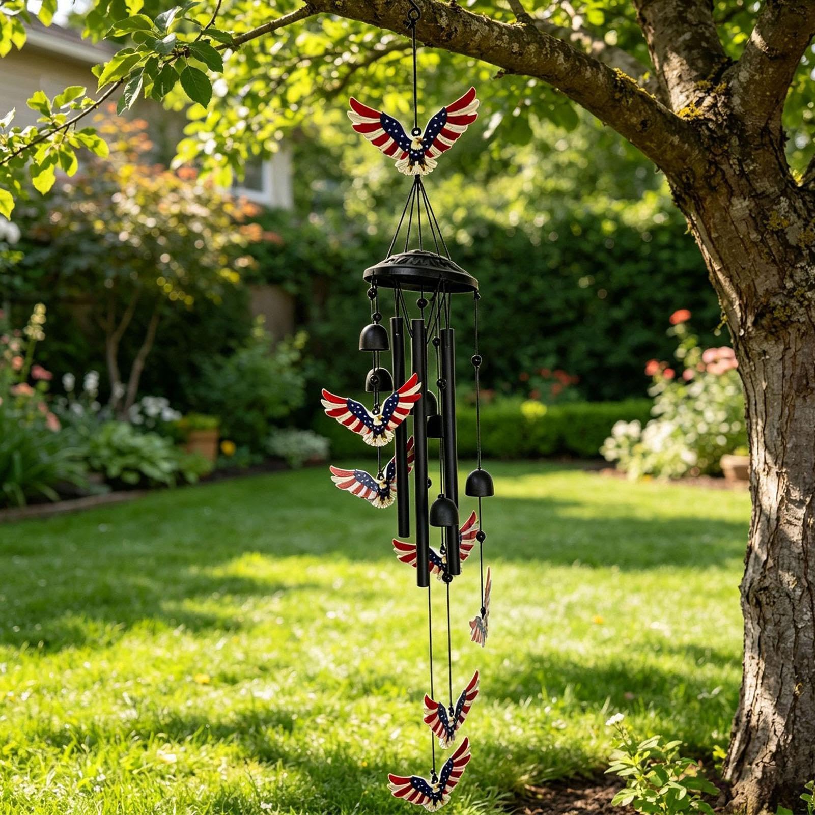 Decoración de carillón de viento Resistente a la intemperie con campanitas | Carillón de viento águila decoración exterior Para Jardín Alero Porche Balcón Patio Trasero Valla Propietarios Familia