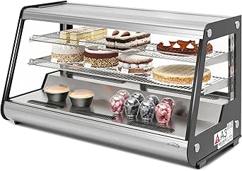KoolMore 48 in. Refrigerated Bakery Display Case with Glass Front, Sliding Doors, LED Lighting, Adjustable Temperature, Stainless Steel, 7 cu. ft.