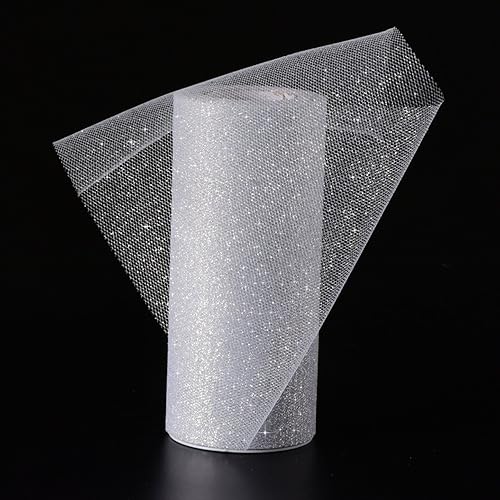 Miniatura 2 de Rollo de cinta de tul brillante, carrete de tul brillante, 6 pulgadas por 25 yardas (dorado)