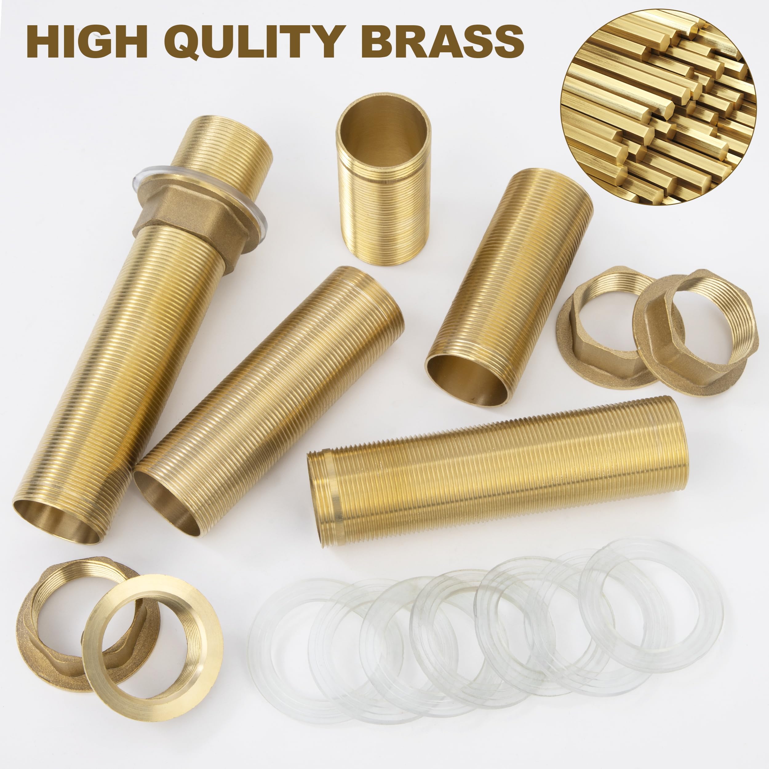 Kit di Prolunghe Filettate Rubinetto in Ottone, Estensione 60mm x M32 con Dado e Guarnizioni per Miscelatore Cucina & Lavabo, Riparazione e Fissaggio