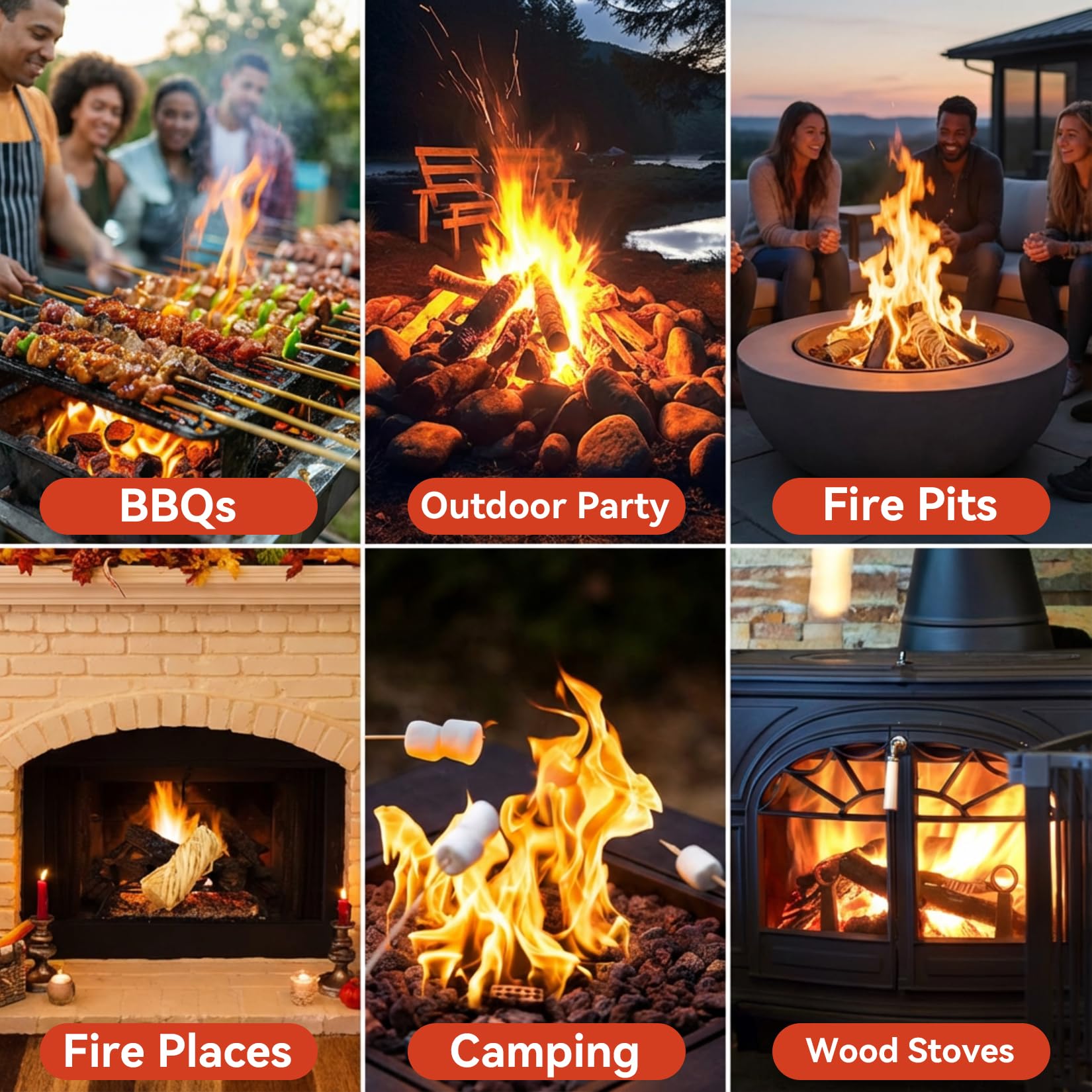 MAQIHAN 20 piezas de encendido rápido – Rollos de arranque de fuego para chimenea de barbacoa, iniciador de carbón para uso en interiores y exteriores, fácil de encender, rollo de madera encerada para