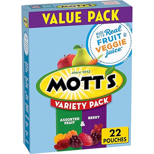 Mott's Bocadillos con sabor a frutas, paquete variado, sin gluten, 22 unidades Mott's Bocadillos con sabor a frutas, paquete variado, sin gluten, 22 unidades