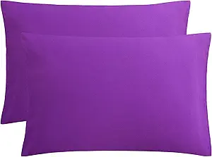 FLXXIE Microfiber Pillow Cases Queen Size Set of 2, Soft Pillowcases with Envelope Closure, Wrinkle Resistant Pillow Covers, 20x30, Purple