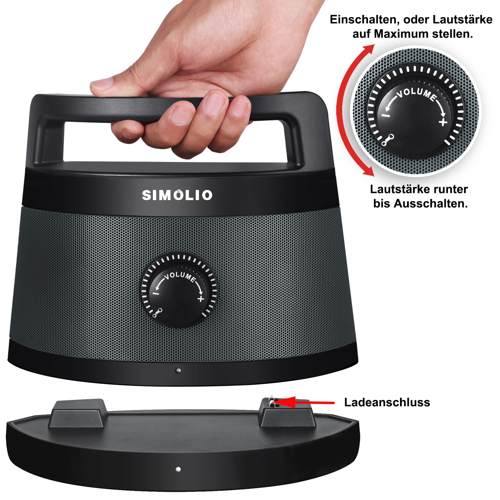 SIMOLIO Altoparlante digitale senza fili per TV, altoparlante portatile per ascoltare la TV, portata di lavoro di 100 metri, senza ritardi, auricolare aggiuntivo e adattatore SM-621D