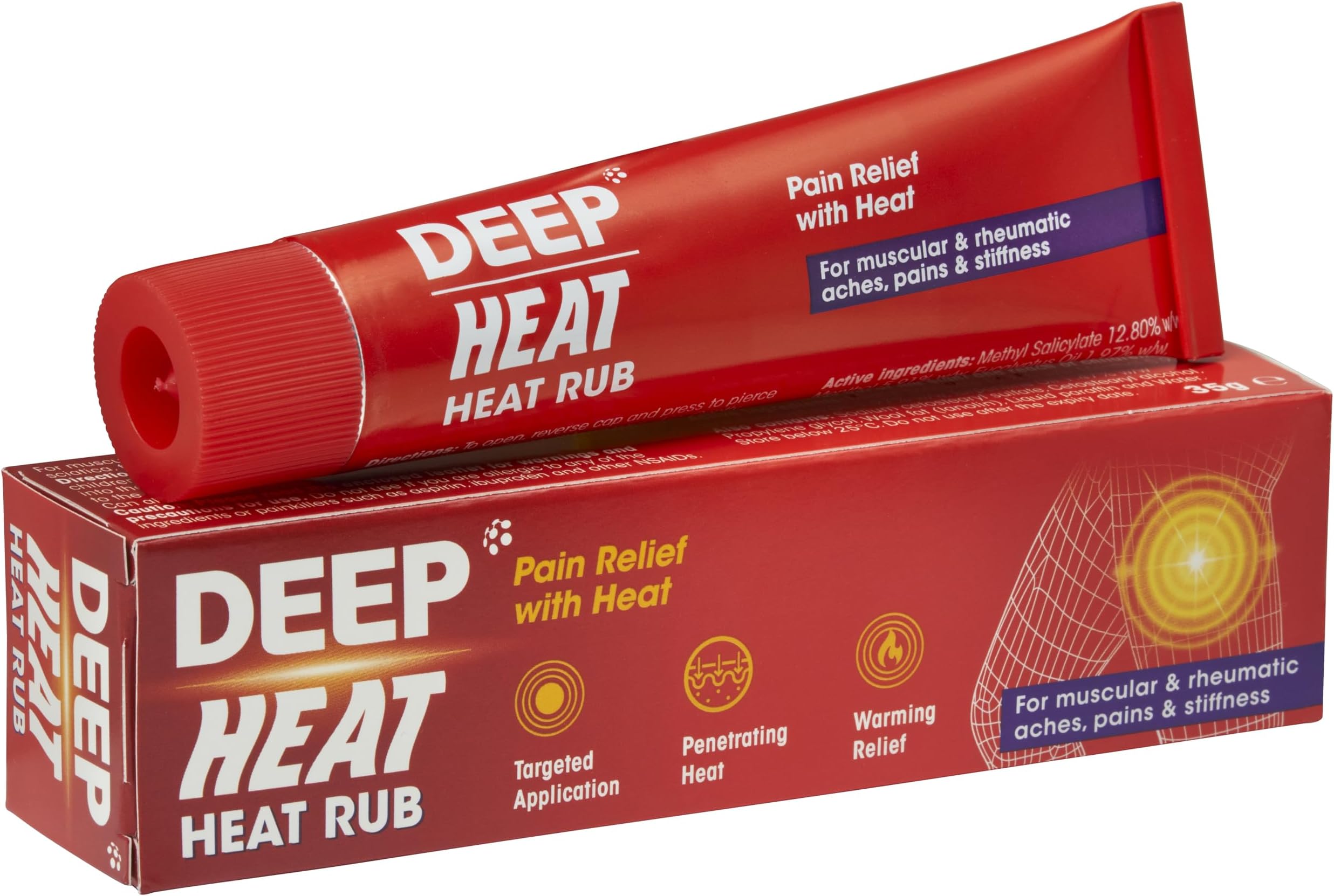 Deep Heat Heat Rub, For Muscular & Rheumatic Aches, Pain and Stiffness, 35g (Pack of 1)