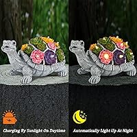 Vista 5 de FORUP Estatua de jardín de tortuga, figura de tortuga de resina, adornos de césped de jardín con luces LED solares para decoración de jardín al aire
