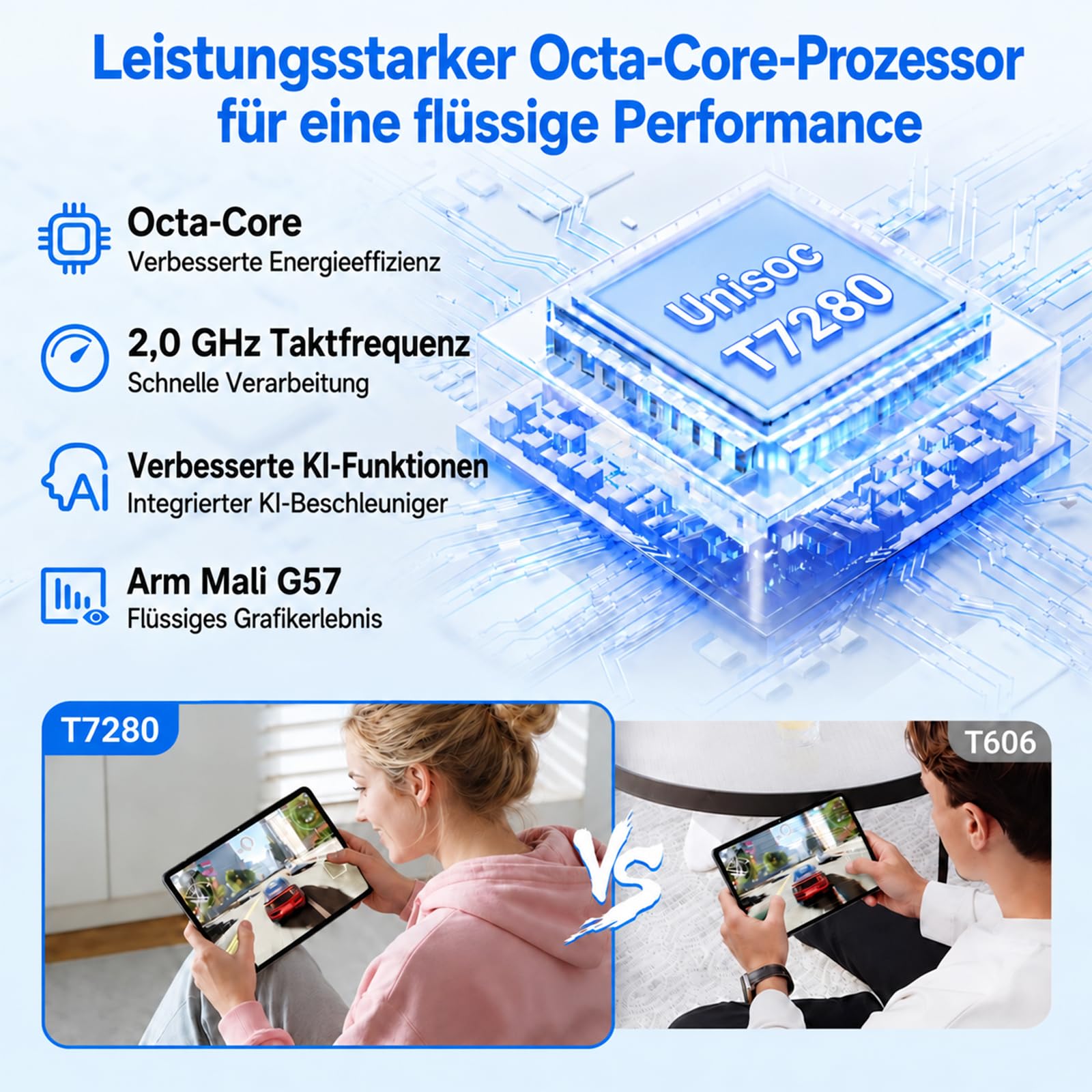 BESTTAB Android 16 Tablet 12 Zoll mit Tastatur, 48GB+256GB, 4G LTE/5G WiFi