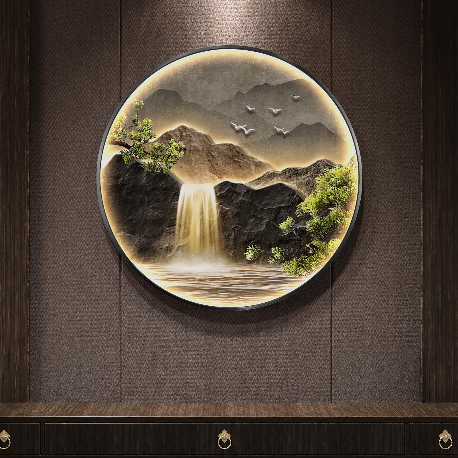 Amazon.com: Large LED Mountain Waterfall Wall Art for Living Room