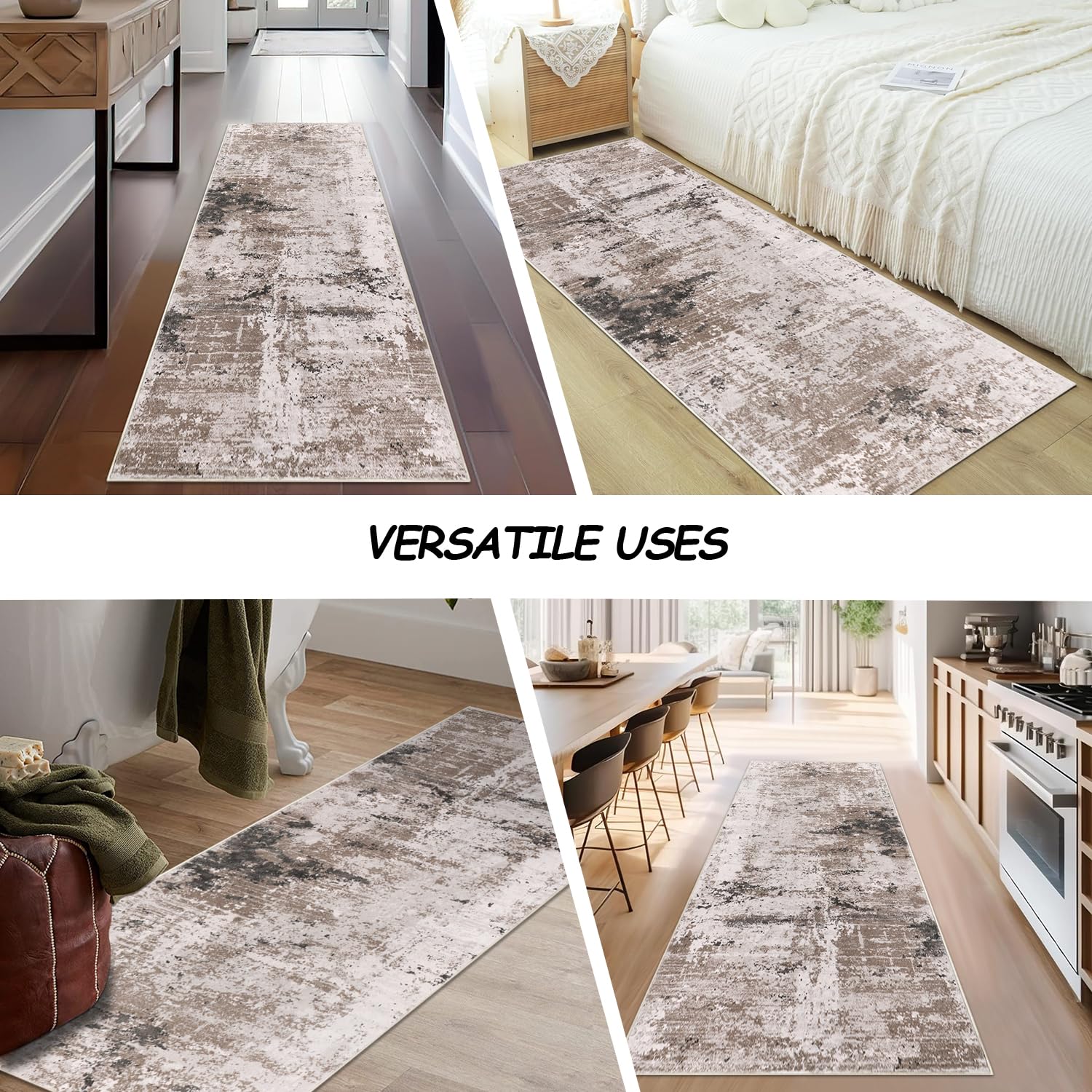 Cekene Tappeto Corridoio Moderno 80x200cm Beige Passatoia Corridoio Passatoia Cucina Antiscivolo Lavabile Astratto Tappeto Lungo per Ingresso Cucina Lavanderie