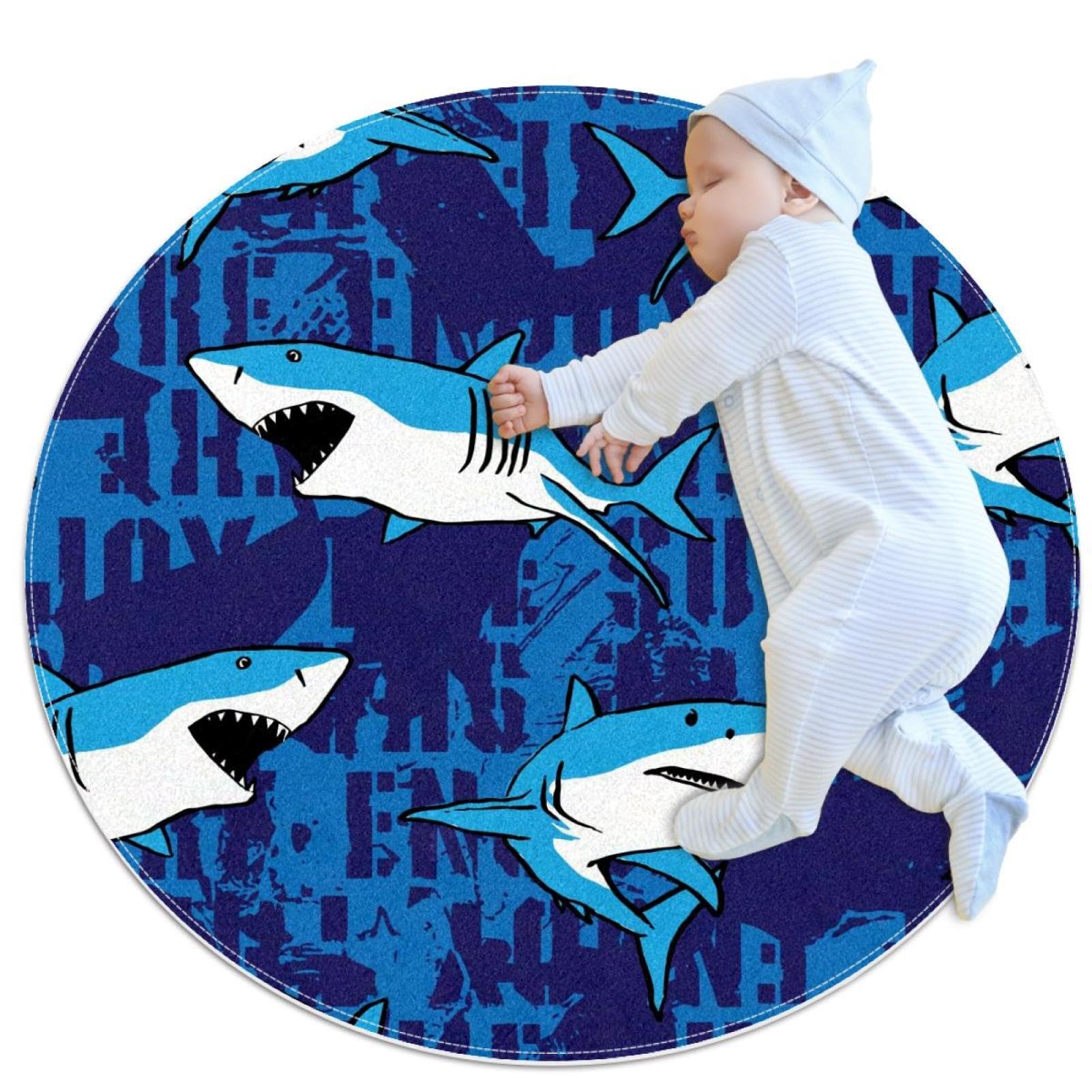 Tapis de salle de bain motif requin et camomille pour chambre d'enfant et canapé