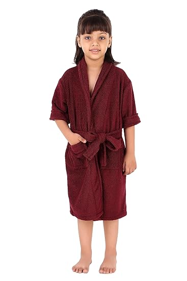 Comfortlooms Kids Bath Robe | Comfortable & Durable Cotton Bathrobe | Soft, Light, Compact & Highly Water Absorbent - Suitable for Birthday/Diwali/Christmas Return Gift Kids_Heavy_Collar_250_GSM