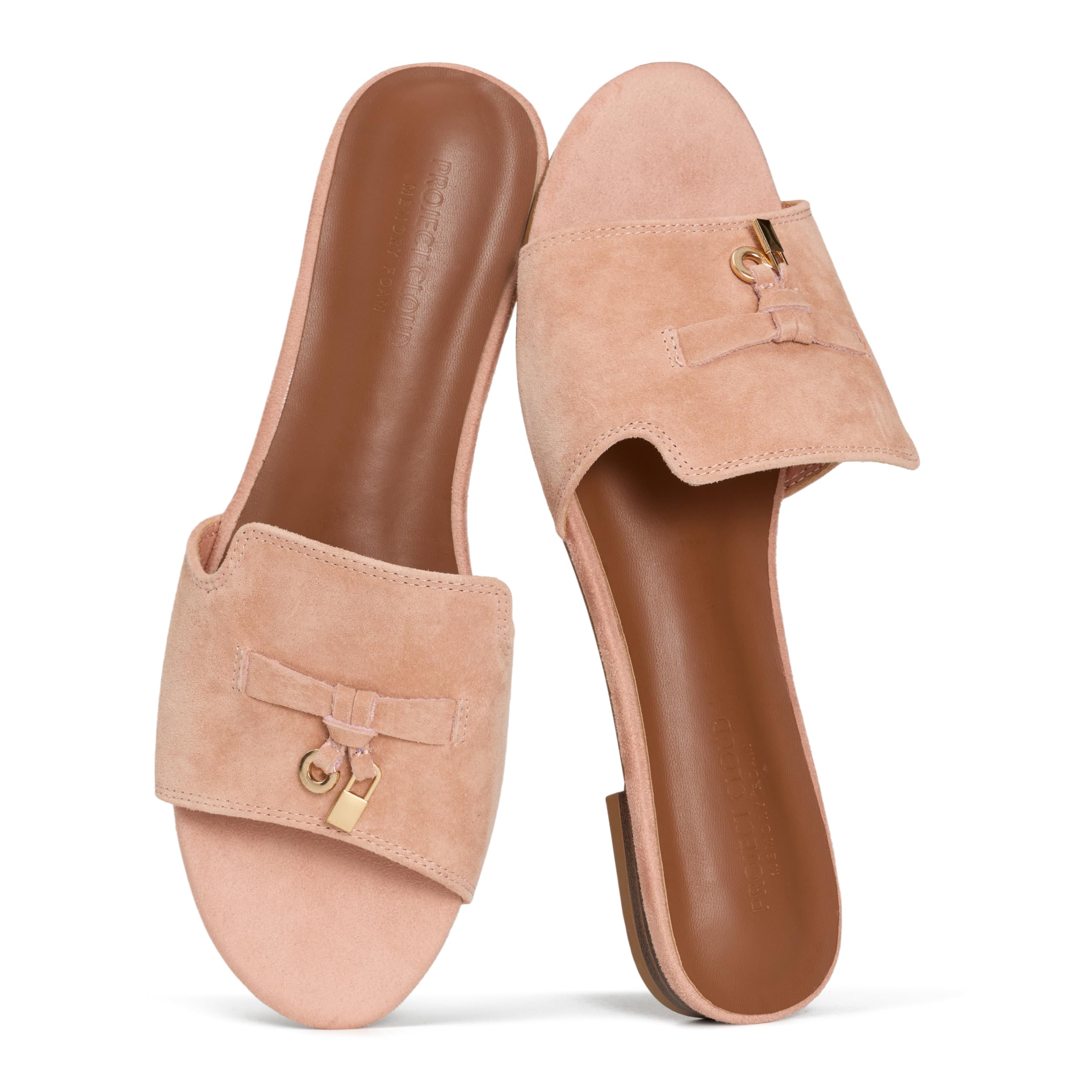 Project Cloud 100% Genuine Leather Sandals Women Dressy - Non-Slip Womens Sandals with Memory Foam Insole Slides for Women Footwear - Lightweight Flat Sandals for Women 2026 (Cannes) — view 6
