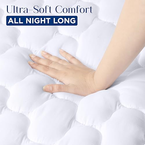 Miniatura 6 de Utopia Bedding Protector de colchón impermeable, protector de colchón Queen, funda acolchada que se estira hasta 16 pulgadas de profundidad (blanco)