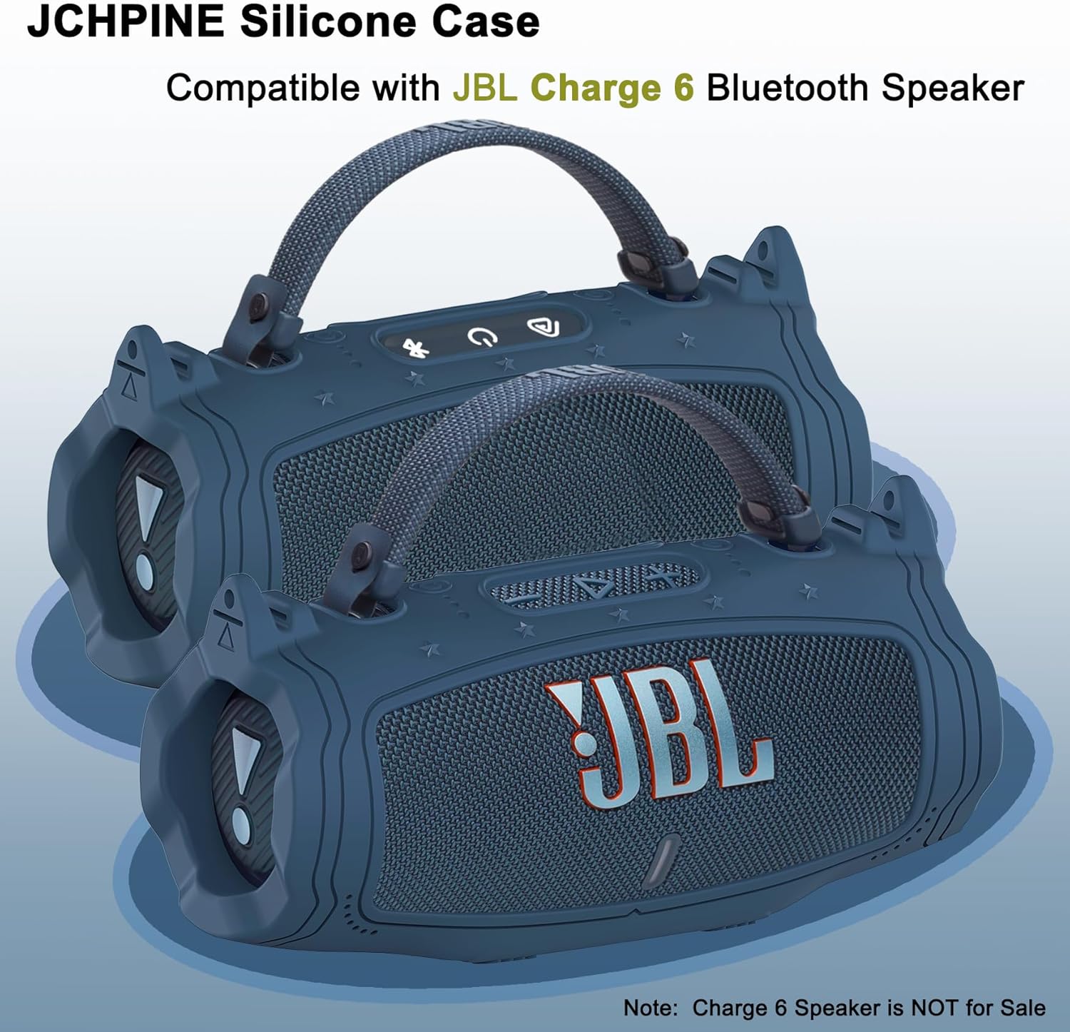JCHPINE Silicone Cover and Hard Carrying Case for JBL Charge 6 Portable Bluetooth Speaker Accessories, Protective Cases for JBL Charge 6 AI Sound Bluetooth Speaker with Shoulder Strap (Blue) - Image 5
