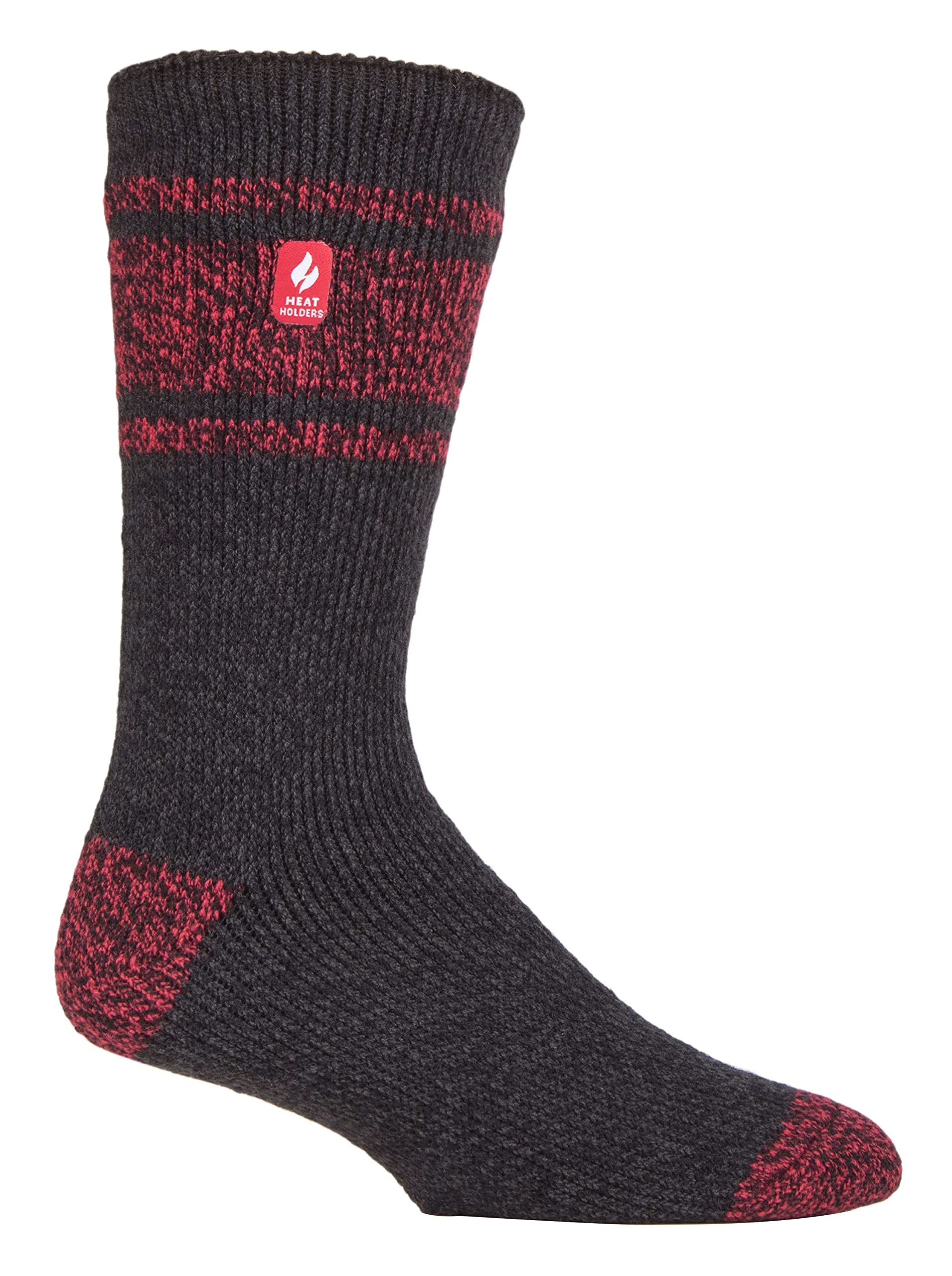 Sock Snob Unisex Charcoal /Red (Athens) Heat Holders Mens Thick Warm Winter Thermal Socks