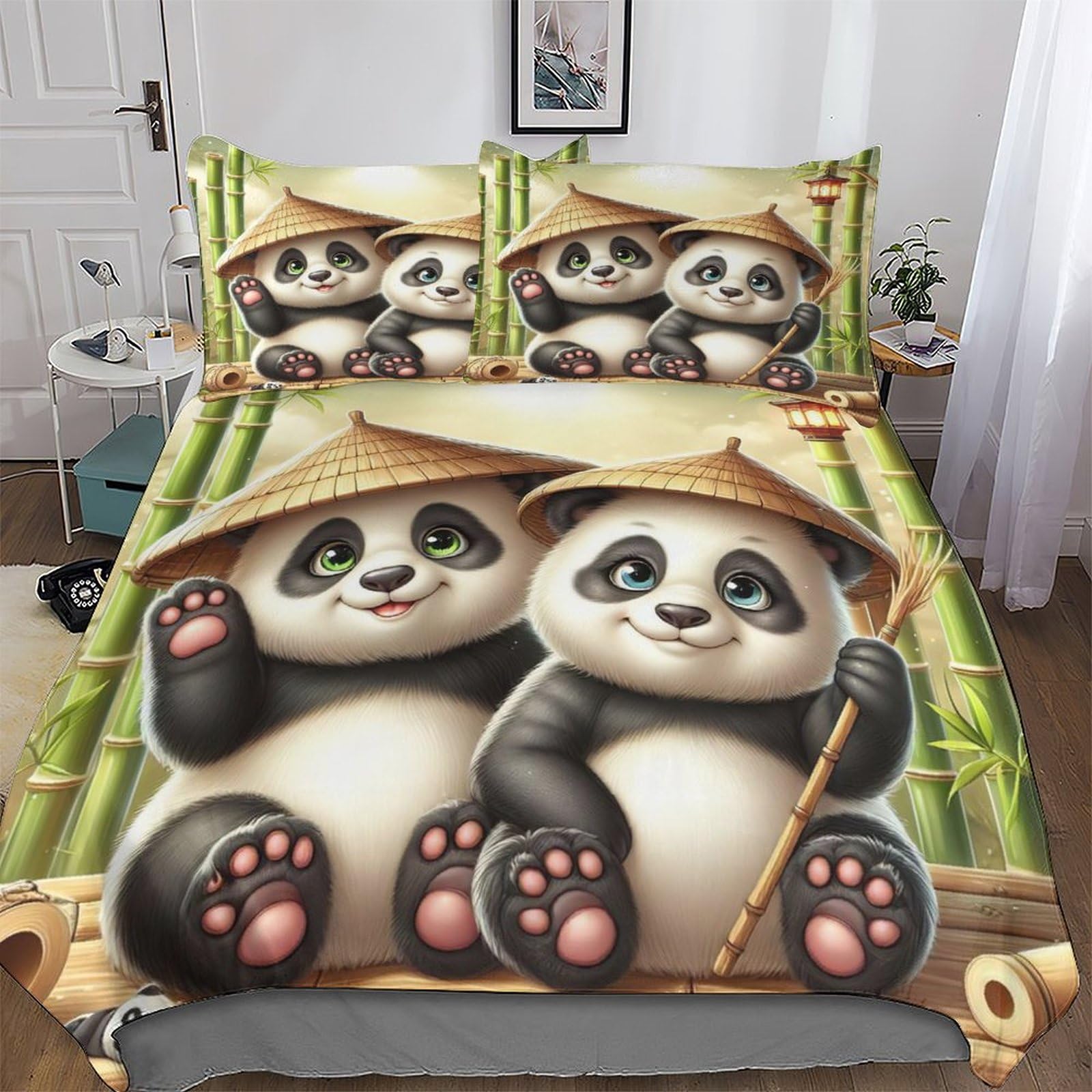 Housse de couette panda zippée facile à laver pour en finir avec la corvée de lit
